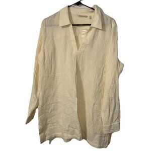 Soft Surroundings Cream Textured Blouse